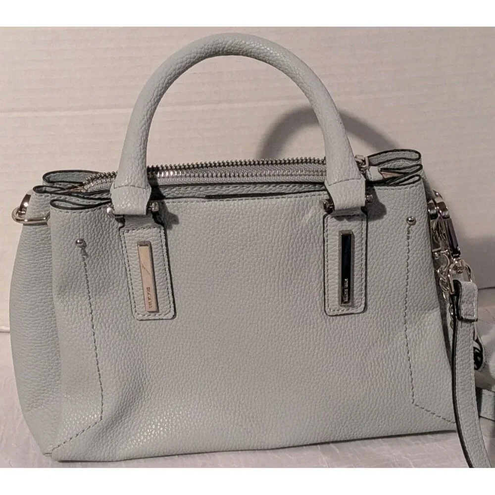 Steve Madden Crossbody Purse Attached Wallet Faux Leather Satchel Gray Pebbled